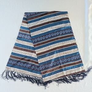 New Women's Scarf Blue Brown Double Layer 60"x18"